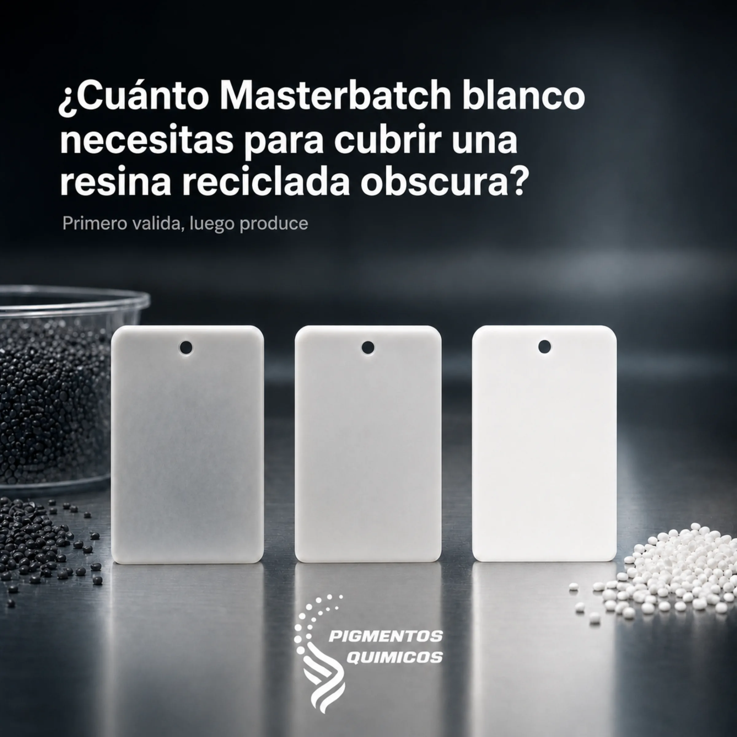 ¿Cuánto masterbatch blanco necesitas para cubrir una resina reciclada obscura?