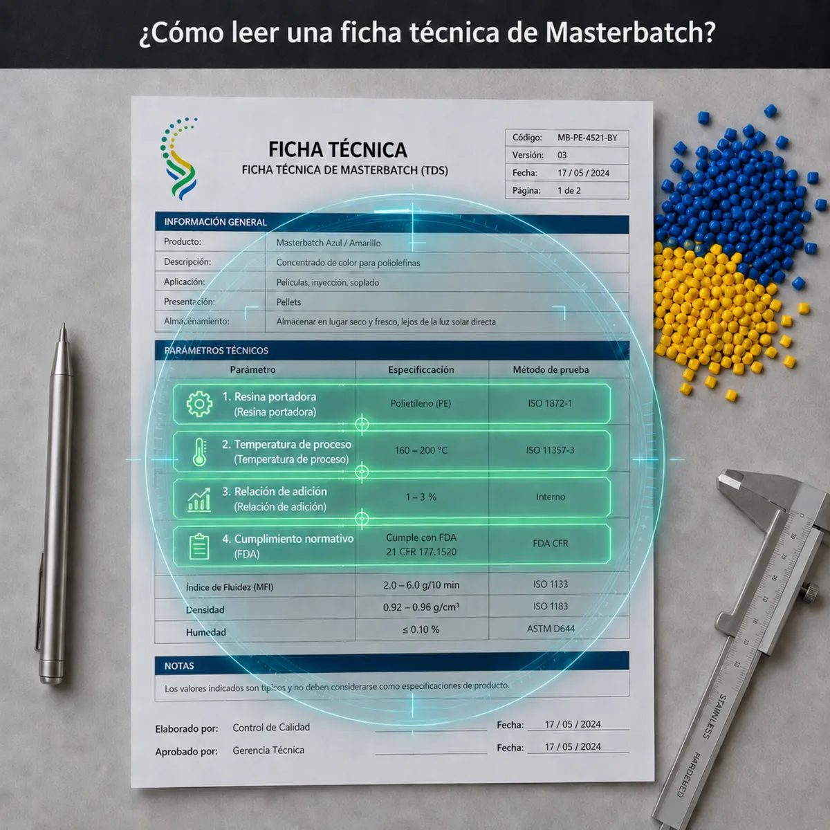 ¿Cómo leer una ficha técnica de Masterbatch?